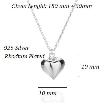 Quality Gold Sterling Silver Rhodium-plated Puffed Heart Locket Bracelet