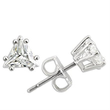 Charger l&#39;image dans la galerie, Silver Studs 925 Sterling Earrings Rhodium Women AAA Grade CZ Clear Triangle (6mm)
