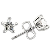 Charger l&#39;image dans la galerie, Silver Studs 925 Sterling Earrings Star Rhodium Women AAA Grade CZ Clear Triangle (5mm)
