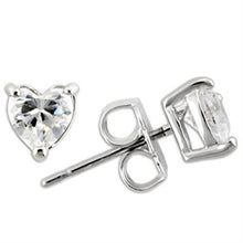 Charger l&#39;image dans la galerie, Silver Studs 925 Sterling Earrings Rhodium Women AAA Grade CZ Clear Heart (6mm)
