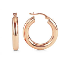 Load image into Gallery viewer, 10K YELLOW/WHITE/ROSE GOLD CLASSIC SHINY POLISHED ROUND HOOP EARRINGS, 3mm TUBE Size 15mm
