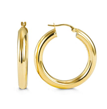 Load image into Gallery viewer, 10K YELLOW/WHITE/ROSE GOLD CLASSIC SHINY POLISHED ROUND HOOP EARRINGS, 3mm TUBE Size 20mm
