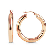 Load image into Gallery viewer, 10K YELLOW/WHITE/ROSE GOLD CLASSIC SHINY POLISHED ROUND HOOP EARRINGS, 3mm TUBE Size 20mm
