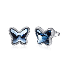 Charger l&#39;image dans la galerie, Silver 925 Butterfly Earrings Made with Sapphire Crystals From SWAROVSKI(R)
