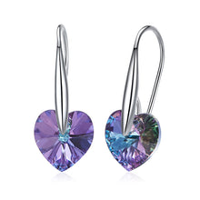 Charger l&#39;image dans la galerie, Silver 925 Drop Heart Earrings Made with Amethyst Crystals From SWAROVSKI(R)
