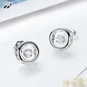 925 Sterling Silver Circle Earrings Made with Crystal From Swarovski(R)-AAA-Zircon