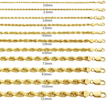 Charger l&#39;image dans la galerie, 10K Yellow Gold 5.0MM Solid Rope Chain Diamond Cut Necklace
