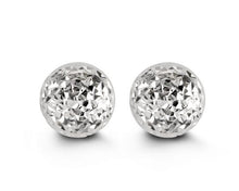 Load image into Gallery viewer, 10K WHITE GOLD CLASSIC BALL STUD Diamond Cut EARRINGS, ALL SIZES
