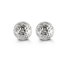 Load image into Gallery viewer, 10K WHITE GOLD CLASSIC BALL STUD Diamond Cut EARRINGS, ALL SIZES
