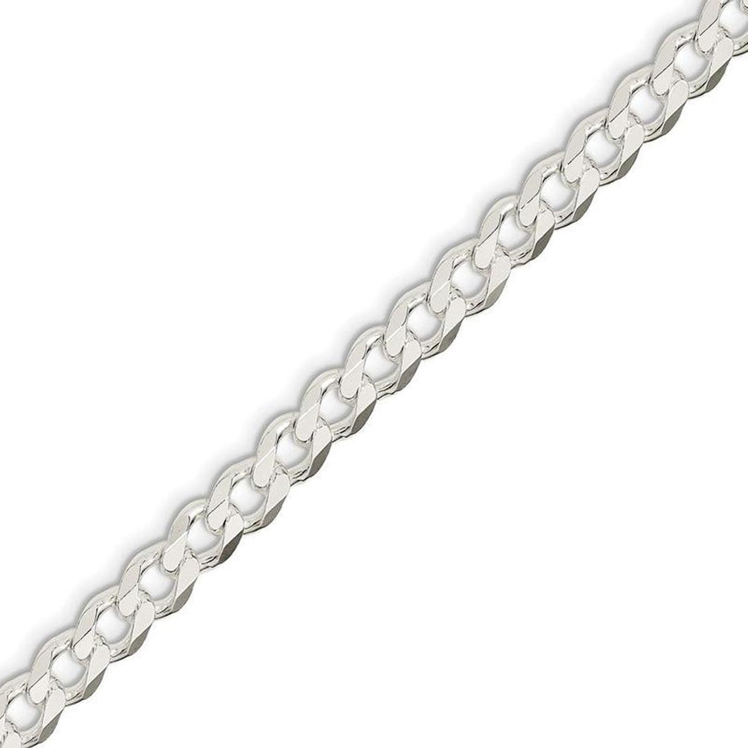 Sterling Silver 7.5 mm Flat Curb Bracelet