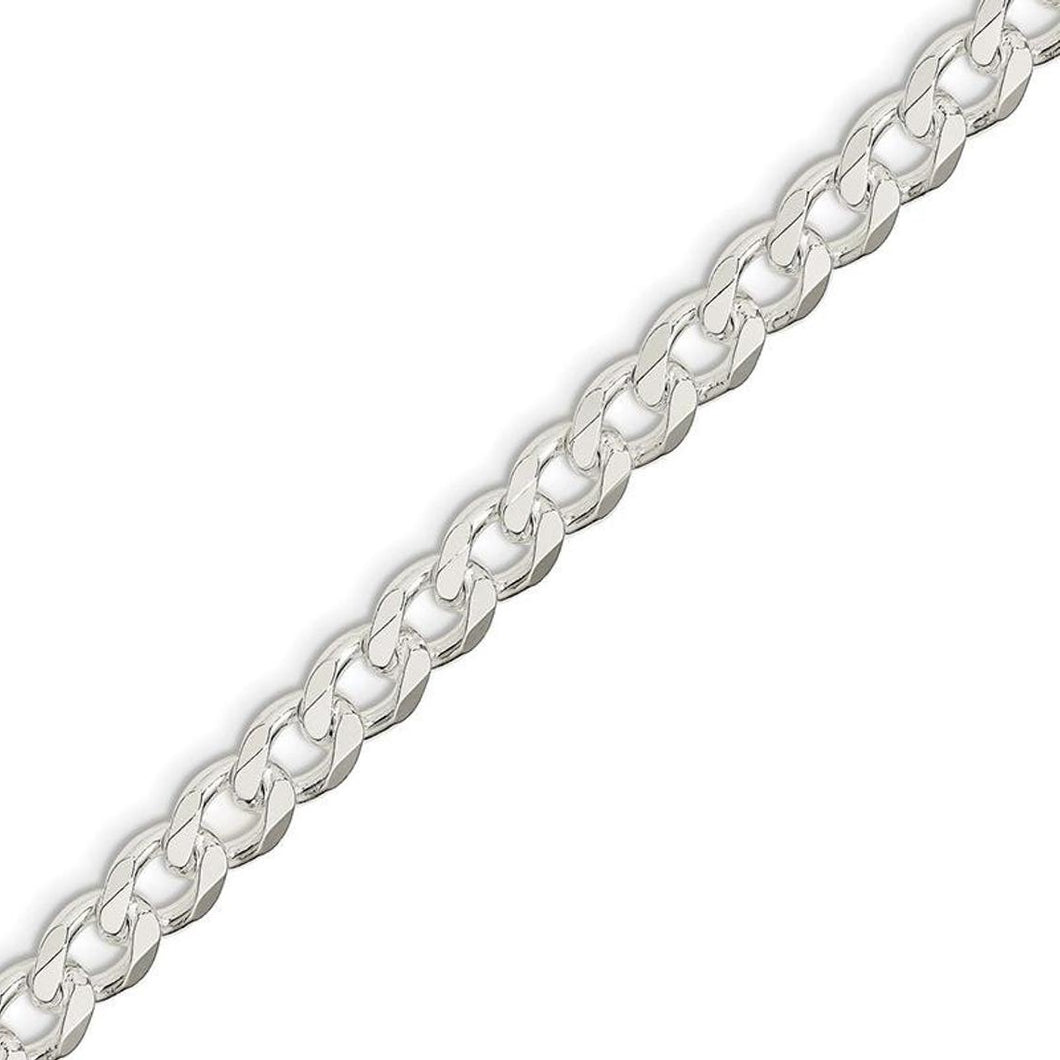 Sterling Silver 8.5 mm Flat Curb Bracelet