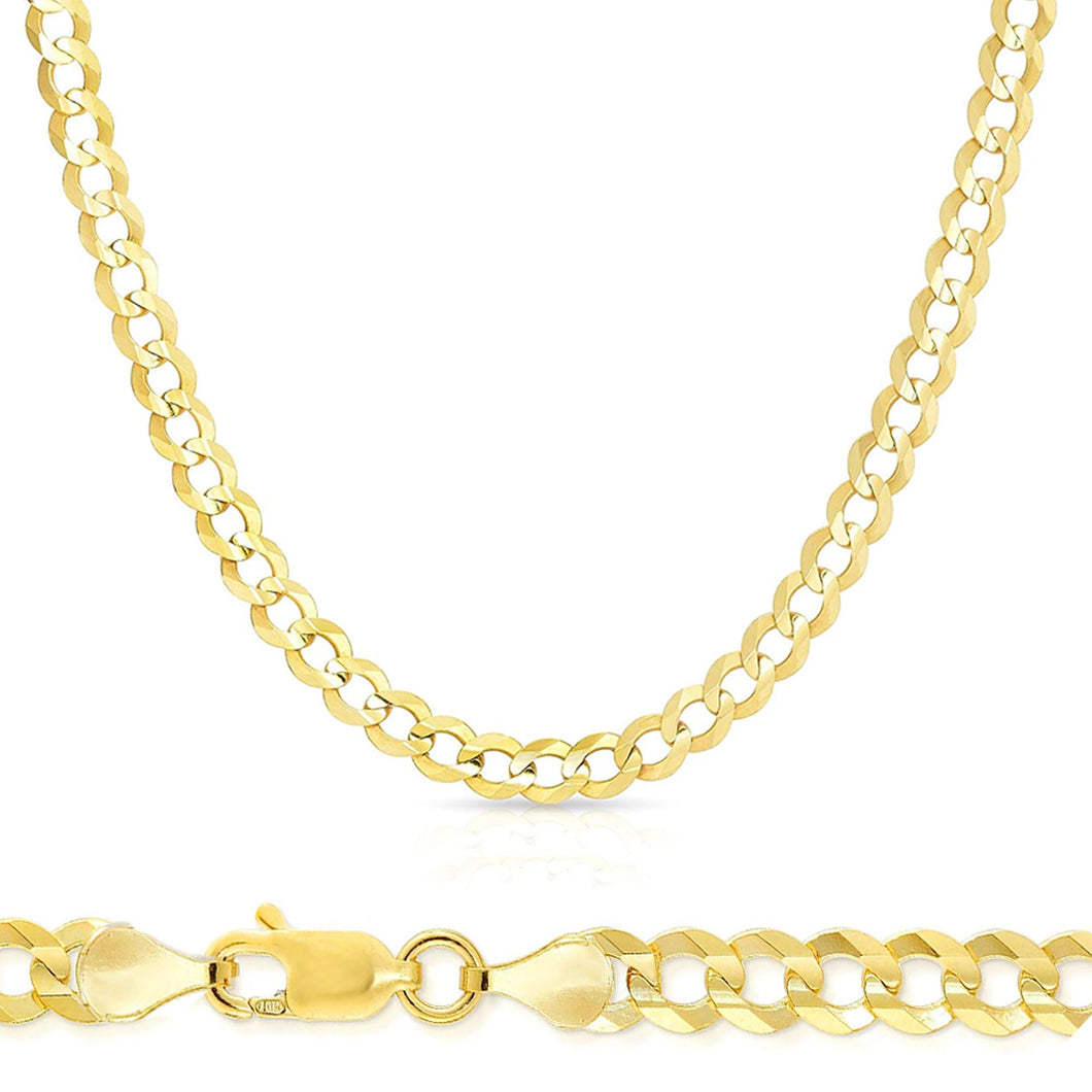 10k Gold 6mm Flat Curb Chain