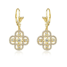 Charger l&#39;image dans la galerie, Silver 925 Yellow-Leaf Earrings Made with AAA-Zircon Round stones
