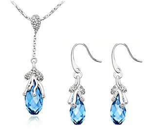 Stainless Steel Drop Earrings Made with Crystal from SWAROVSKI® London blue