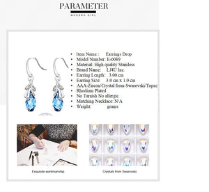 Stainless Steel Drop Earrings Made with Crystal from SWAROVSKI® London blue