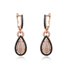 Charger l&#39;image dans la galerie, Silver 925 Yellow/Rose-Drop Earrings Made with AAA-Zircon Round stones/Onyx
