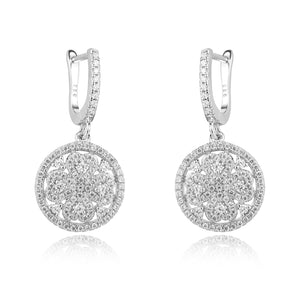 925 Sterling Silver Round Earrings Made with AAA-Zircon