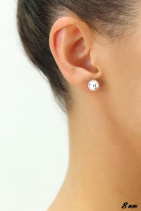 14K WHITE GOLD CLASSIC BALL STUD EARRINGS, ALL SIZES-8mm