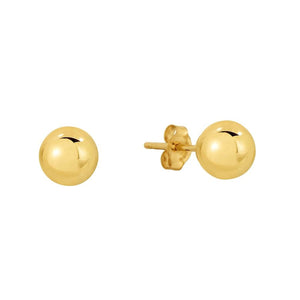 14K YELLOW GOLD CLASSIC BALL STUD EARRINGS, ALL SIZES-5mm