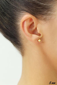 14K YELLOW GOLD CLASSIC BALL STUD EARRINGS, ALL SIZES-5mm