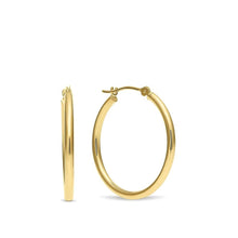 Load image into Gallery viewer, 10K YELLOW GOLD CLASSIC SHINY POLISHED ROUND HOOP EARRINGS, 2mm TUBE Size 22mm
