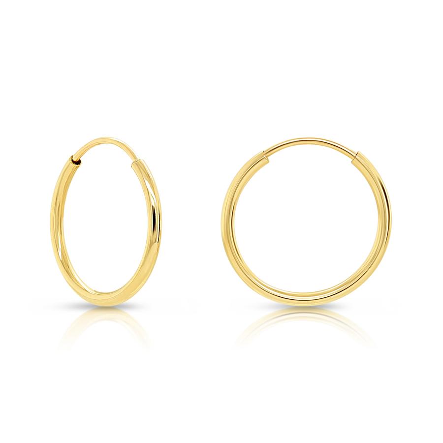 10K YELLOW GOLD ROUND ENDLESS HOOP EARRINGS, 16 mm