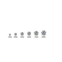 Load image into Gallery viewer, 10K SOLID WHITE GOLD CLASSIC ROUND Cubic Zirconium Stud EARRINGS-6.5mm-2.0ctw.
