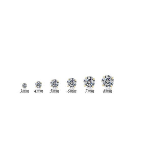 10K SOLID WHITE GOLD CLASSIC ROUND Cubic Zirconium Stud EARRINGS-6.5mm-2.0ctw.