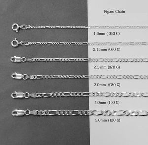 Sterling Silver 3 mm Figaro Chain