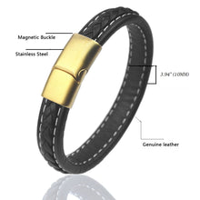 Charger l&#39;image dans la galerie, Fancy Stainless steel &amp; Genuine Leather Bracelet
