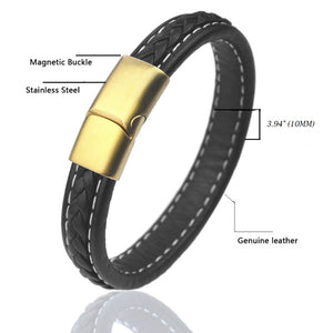 Fancy Stainless steel & Genuine Leather Bracelet