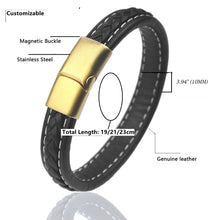 Charger l&#39;image dans la galerie, Fancy Stainless steel &amp; Genuine Leather Bracelet
