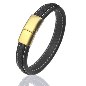 Fancy Stainless steel & Genuine Leather Bracelet