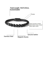 Charger l&#39;image dans la galerie, Fancy Stainless steel &amp; Genuine Leather Bracelet
