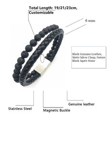 Fancy Stainless steel & Genuine Leather Bracelet