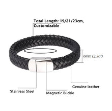 Charger l&#39;image dans la galerie, Fancy Stainless steel &amp; Genuine Leather Bracelet
