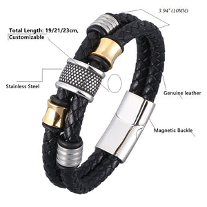 Fancy Stainless steel & Genuine Leather Bracelet