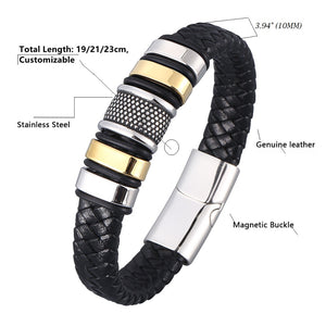 Fancy Stainless steel & Genuine Leather Bracelet