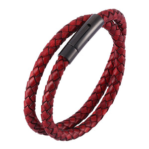 Fancy Stainless steel & Genuine Leather Bracelet