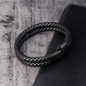 Fancy Stainless steel & Genuine Leather Bracelet