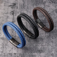 Charger l&#39;image dans la galerie, Fancy Stainless steel &amp; Genuine Leather Bracelet
