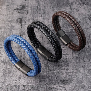 Fancy Stainless steel & Genuine Leather Bracelet