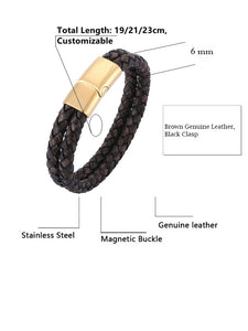 Fancy Stainless steel & Genuine Leather Bracelet