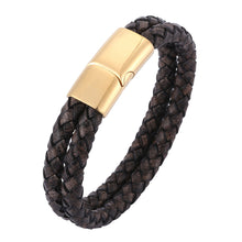 Load image into Gallery viewer, Fancy Stainless steel &amp; Genuine Leather Bracelet
