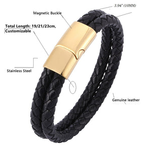 Fancy Stainless steel & Genuine Leather Bracelet