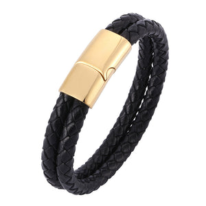 Fancy Stainless steel & Genuine Leather Bracelet