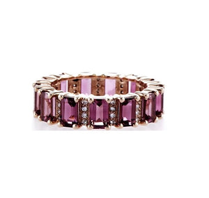 PINK TOURMALINE EMERALD CUT ETERNITY RING 14K Gold