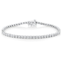 Charger l&#39;image dans la galerie, Four Prong Diamond Tennis Bracelet In 18K White/Yellow Gold (1.00 Ctw)
