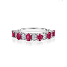 Charger l&#39;image dans la galerie, SIX RUBY AND PAVÉ DIAMOND RING (1.14ctw) 14K Gold
