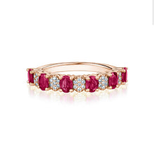 Charger l&#39;image dans la galerie, SIX RUBY AND PAVÉ DIAMOND RING (1.14ctw) 14K Gold
